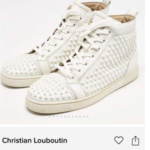 ✨Host Pick✨ Christian Louboutin White Spiked High Top Sneakers Size 46